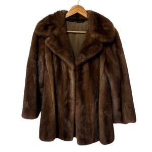 Vintage Mink Coat Real Fur Jacket Mahogany Old Money Brown Womens Small - Medium